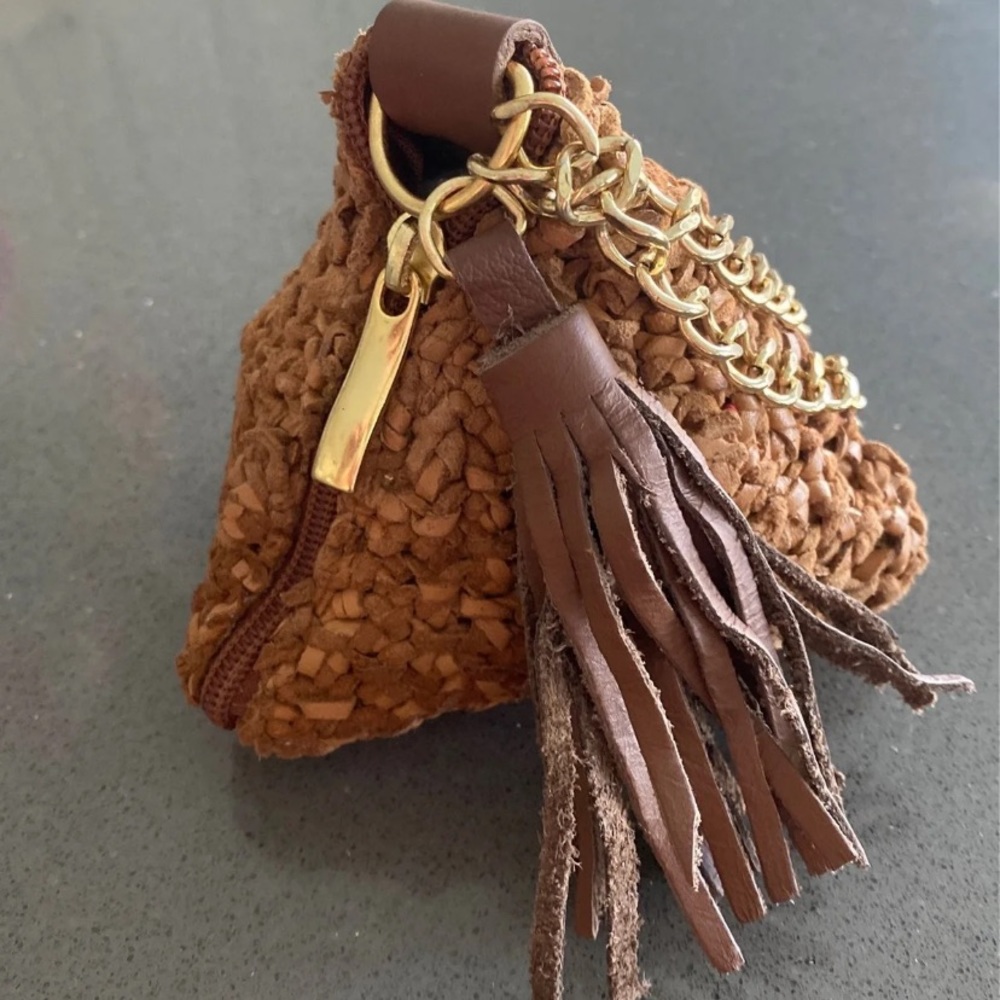 Coin purse goat leather tricot caramel